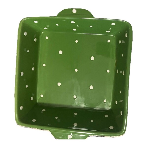 Temp-Tations Green Square Baker Polka Dot Yellow 8" - Picture 2 of 16